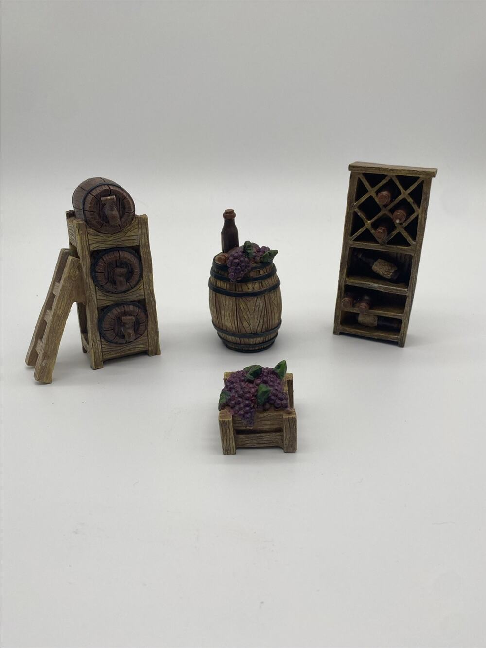 Resin Dollhouse Wine Room 4pc Set Collections Etc Vintage